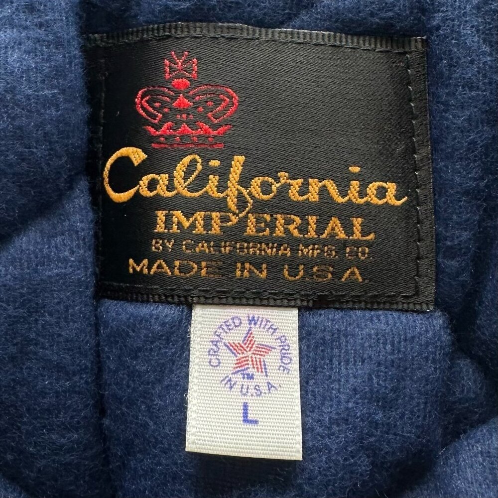 California Imperial Bomber Jacket Men L Zip Up Quilt Lined Colorblock Green Blue - Picture 8 of 11